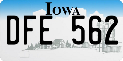 IA license plate DFE562