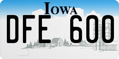 IA license plate DFE600