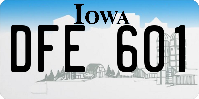 IA license plate DFE601