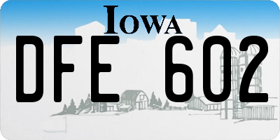 IA license plate DFE602