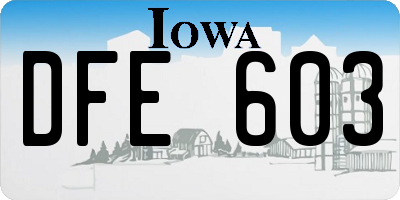 IA license plate DFE603