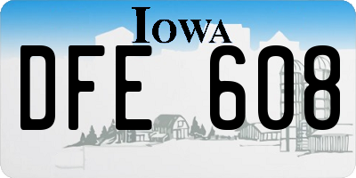 IA license plate DFE608