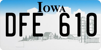 IA license plate DFE610