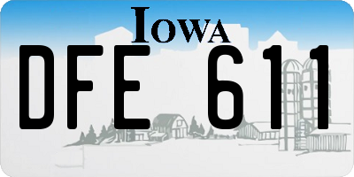 IA license plate DFE611