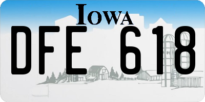 IA license plate DFE618