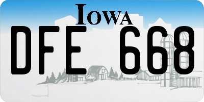 IA license plate DFE668