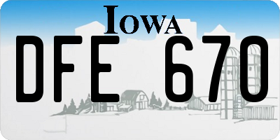IA license plate DFE670