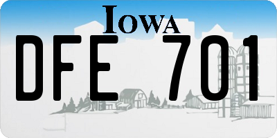 IA license plate DFE701