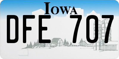 IA license plate DFE707