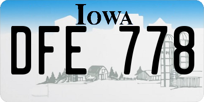 IA license plate DFE778