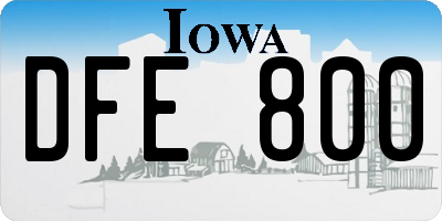 IA license plate DFE800