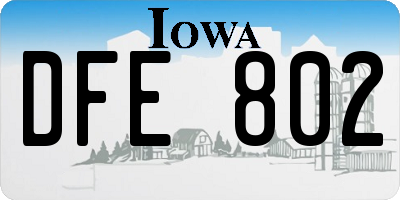 IA license plate DFE802