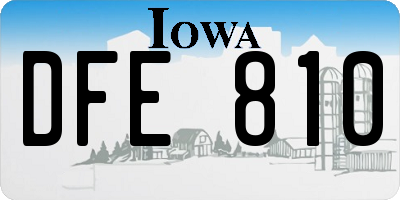 IA license plate DFE810