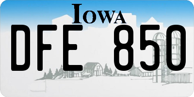 IA license plate DFE850