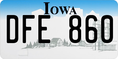 IA license plate DFE860