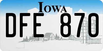 IA license plate DFE870