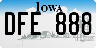 IA license plate DFE888