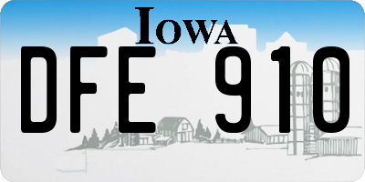 IA license plate DFE910