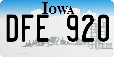 IA license plate DFE920
