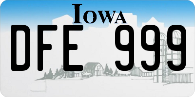 IA license plate DFE999
