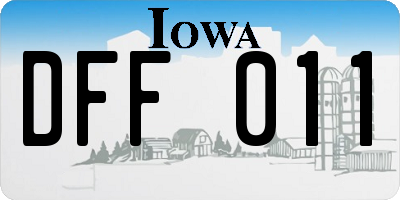 IA license plate DFF011