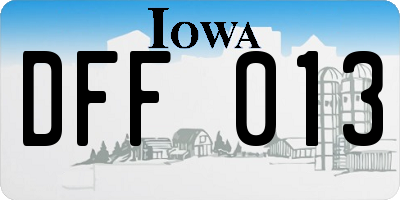 IA license plate DFF013