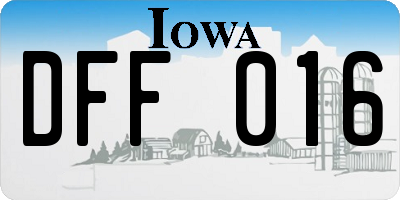 IA license plate DFF016
