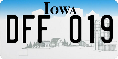 IA license plate DFF019
