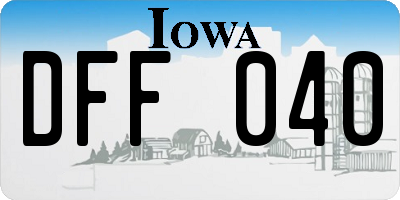 IA license plate DFF040