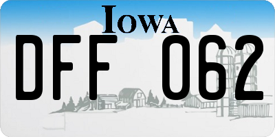 IA license plate DFF062