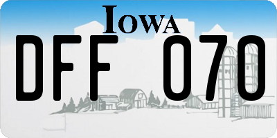 IA license plate DFF070