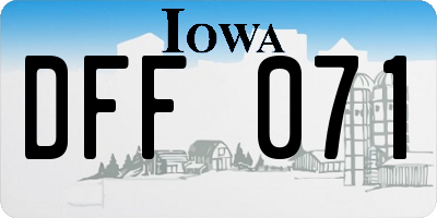 IA license plate DFF071