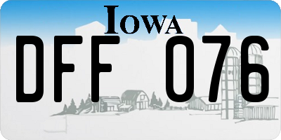 IA license plate DFF076