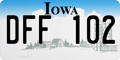IA license plate DFF102
