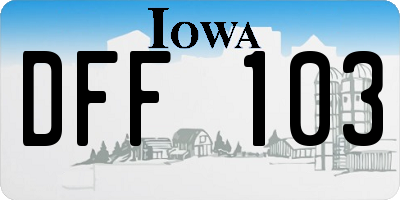 IA license plate DFF103