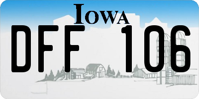 IA license plate DFF106