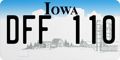 IA license plate DFF110