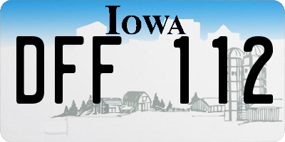 IA license plate DFF112