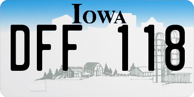 IA license plate DFF118