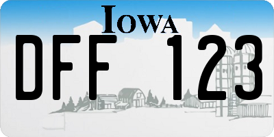 IA license plate DFF123