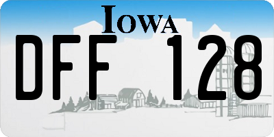 IA license plate DFF128