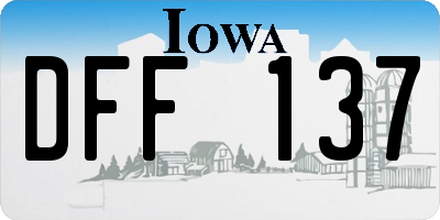 IA license plate DFF137