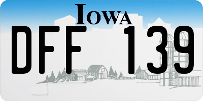 IA license plate DFF139