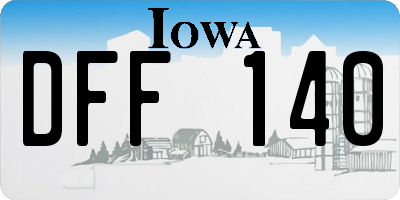 IA license plate DFF140