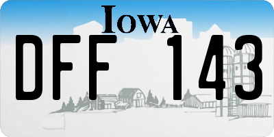 IA license plate DFF143