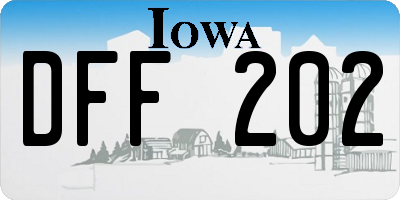 IA license plate DFF202