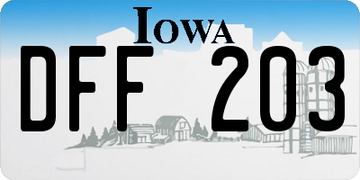 IA license plate DFF203
