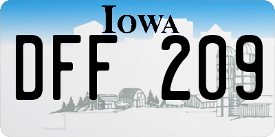 IA license plate DFF209