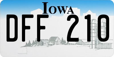 IA license plate DFF210