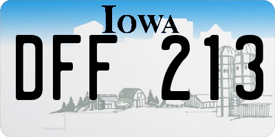 IA license plate DFF213